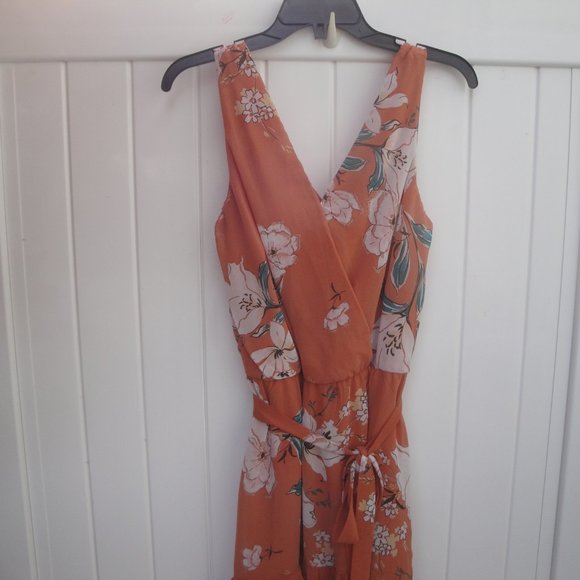 AUW High Low Flirty Floral Print Lined Woven Polyester Dress Size 10 - Picture 2 of 3